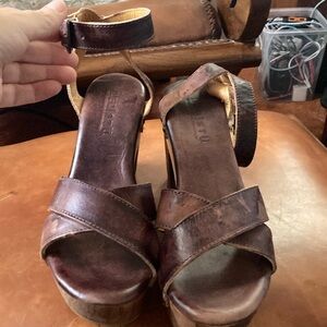 Brown leather size 8 1/2 platforms